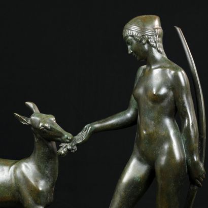null 
DANIEL-JOSEPH BACQUE (1874-1947)
Sculpture en bronze à patine verte figurant...