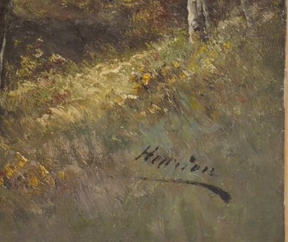 null HENRION ( XIX-XXth century) Mountain landscape. Oil on canvas, signed lower...