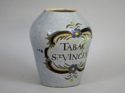 null Ceramic tobacco pot, legend "Tabac St Vincent". 19th century. Height : 23 c...