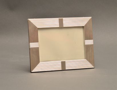 null House of Christian DIOR. Silver plated metal photo frame with geometric gadrooned...