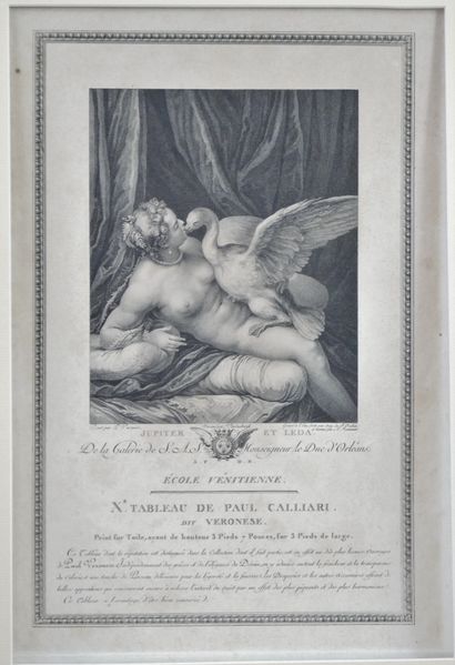 null D’après Véronèse. Léda et le cygne. Gravé par Augustin de Saint-Aubin

(1736-1807)...