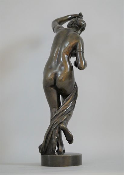 null James PRADIER (1790-1852) Nude dancer with calabashes. Sculpture in bronze with...