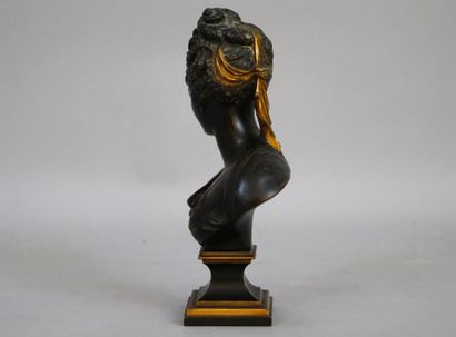 null 
After Jean-Baptiste HOUDON, Diane de Poitier. Bronze bust with brown and gold...