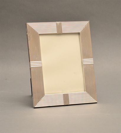 null House of Christian DIOR. Silver plated metal photo frame with geometric gadrooned...