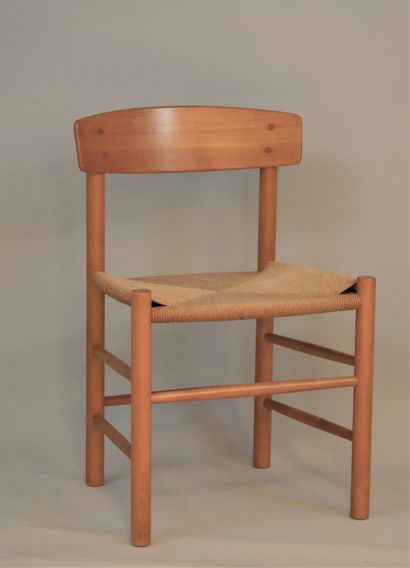 null Börge MOGENSEN. Chair model "Shaker", beech wood frame, rope seat. Around 1970-80....