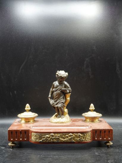 Neoclassical style gilt bronze and cherry...