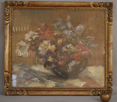 null Edmond de MEULENAERE, Bouquet of flowers. Oil on panel, signed lower left. 55...