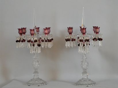 null 
BACCARAT, SPECTACULARE PAIR OF CANDELABRES WITH SIX ARMS OF

LIGHTS

Blown...