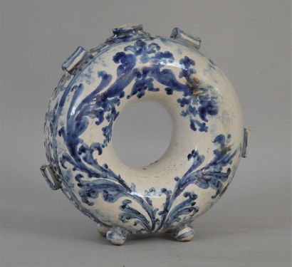 NEVERS. Earthenware flask decorated in blue...