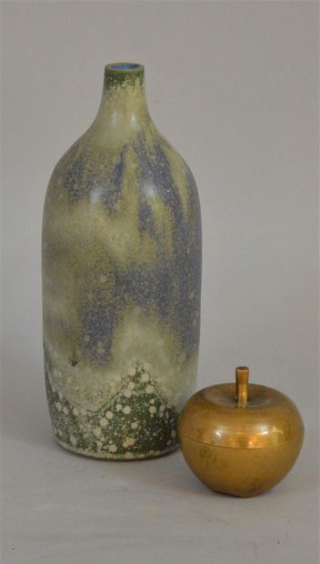 null Polychrome stoneware bottle vase with narrowed neck 

French work from the 20th...