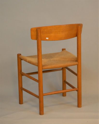 null Börge MOGENSEN. Chair model "Shaker", beech wood frame, rope seat. Around 1970-80....