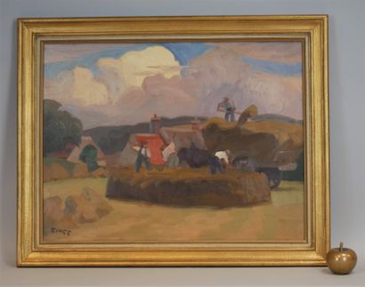 null Jules-Emile ZINGG (1882-1942). Haymaking scene. Oil on panel. Signed lower left.

lower...