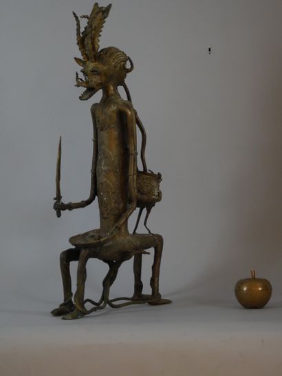 null AFRICA, Bronze piece representing Manata and the Crocodile God. Height : 60...