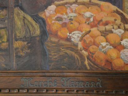 null 
Carlos BUFFIN (1871-1926). The Flemish market. Oil on canvas. 137 x 212 cm.

Original...