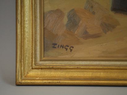 null Jules-Emile ZINGG (1882-1942). Scène de fenaison. Huile sur Panneau. Signée...