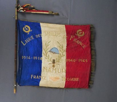null 
League of the Poilus of France. Tricolor flag in honor of the Franco-Belgian...