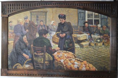 null 
Carlos BUFFIN (1871-1926). The Flemish market. Oil on canvas. 137 x 212 cm.

Original...