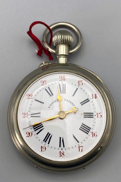 null ROSKOFF PATENTS. Silver plated pocket watch, n°398622.