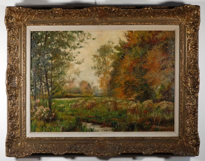 null Paule BISMAN (1897-1973) Glade. Oil on canvas signed lower right. 65 x 92 c...