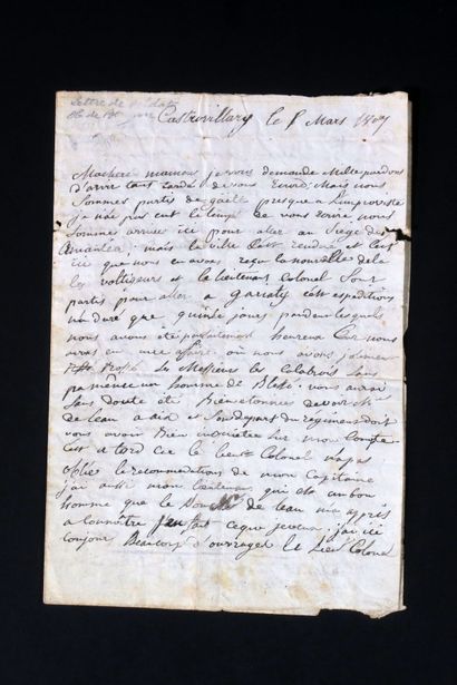 null LETTER from SOLDIER. aut. letter signed "Hippolyte de Bernion" to his mother....