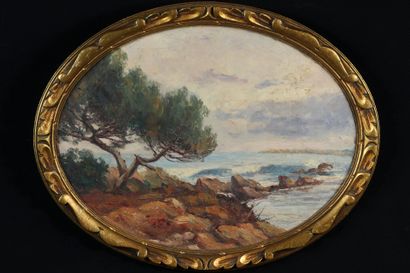 null R. SUTTER (XIX-XXth)

The Cape of Antibes

oil on panel, in oval

signed 'R...