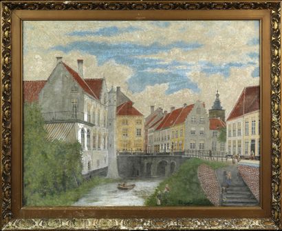 null BELGIAN NAIKIAN SCHOOL, EARLY 20th

CENTURY

Animated view of Bruges

oil on...