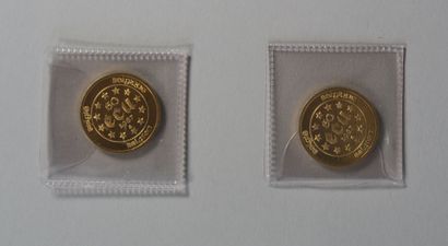 null 2 pièces en or, 50 ECU 1987 Belgique. Poids de chaque : 17,2g. TTBE.