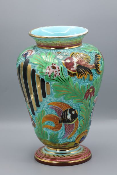 null MONACO, CERDAZUR, VASE with fishes, 1950s

Earthenware with white paste. High...