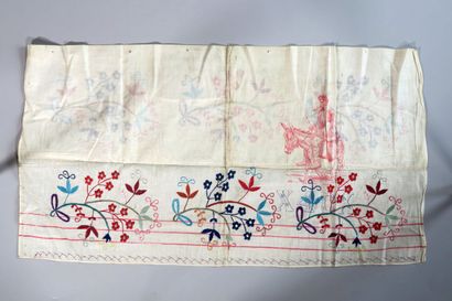 null Tatar Mongolia, circa 1900. Lot of fifteen pieces of linen and cotton embroidered...