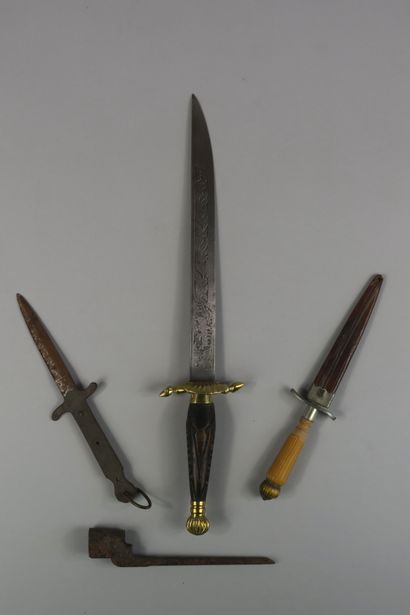 Dagger of venery. 	Wooden and brass frame....