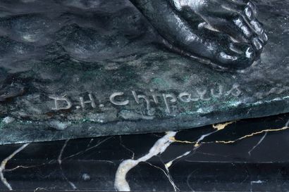 null DEMETRE CHIPARUS (1886-1947) A dark green patina bronze sculpture of a javelin...