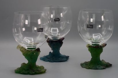 null 
DAUM Three WINE GLASSES, "BACCHUS" model 





Transparent crystal for the...