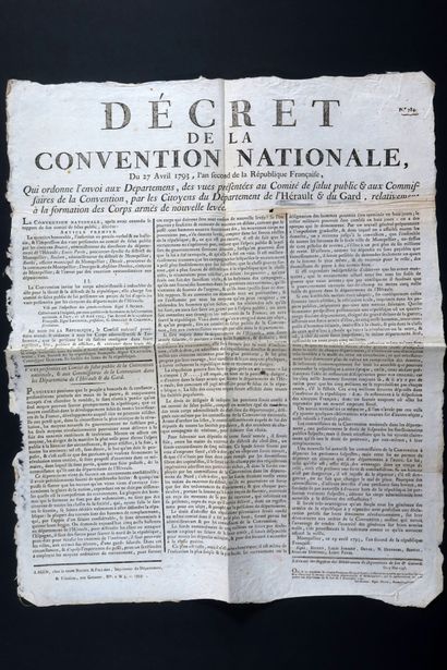 null PLACARD. 1 pp. in-folio.

	Decree of the National Convention, of April 27, 1793,...