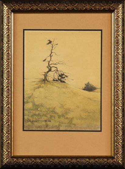 null JULES GONTHIER (BEL/ 1907-1968)

Naked tree on a hill

watercolour and graphite...