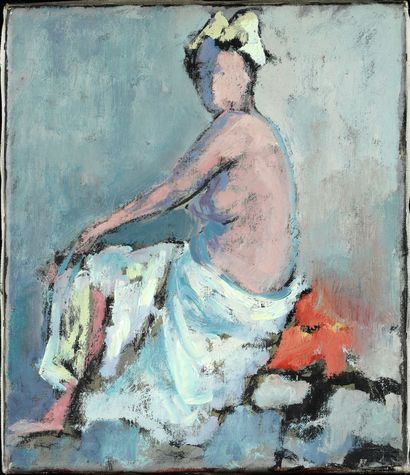 null FERRUCCIO GAROPESANI (CHE/

1914-1985)

Naked woman sitting draped

oil on canvas

30...