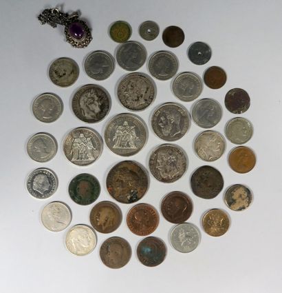 null Important lot of coins, many in silver, including rare Louis XVIII 1815 L coin,...