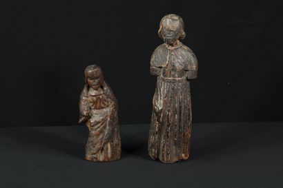 null Northern school of the 18th century. Saint Priest. Wooden sculpture, in the...