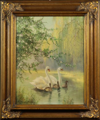 null GERHARD NESVADBA (DEU/ BORN 1941)

Two swans

Oil on canvas

signed 'G Nesvadba'...