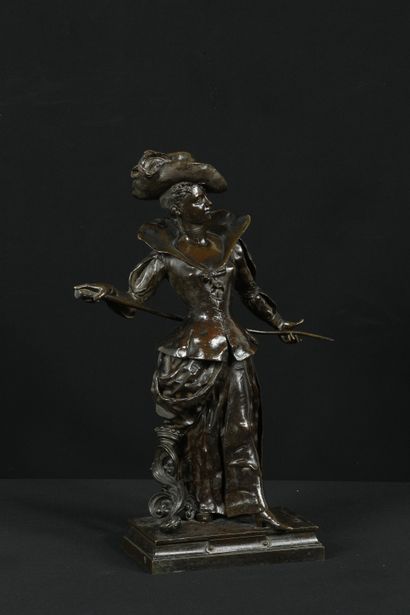 null Charles VITAL-CORNU (1851-1927) Séraphina. Sculpture en bronze à patine brune,...