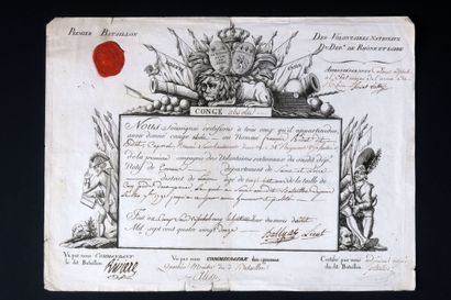 null BATAILLON OF VOLUNTEERS. signed document. At the camp under Wissembourg, August...