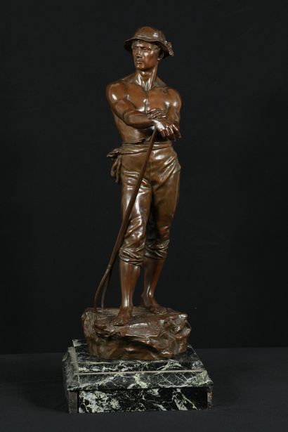 null Charles-Octave LEVY (1840-1899). Le faneur. Sculpture en bronze à patine

médaille,...
