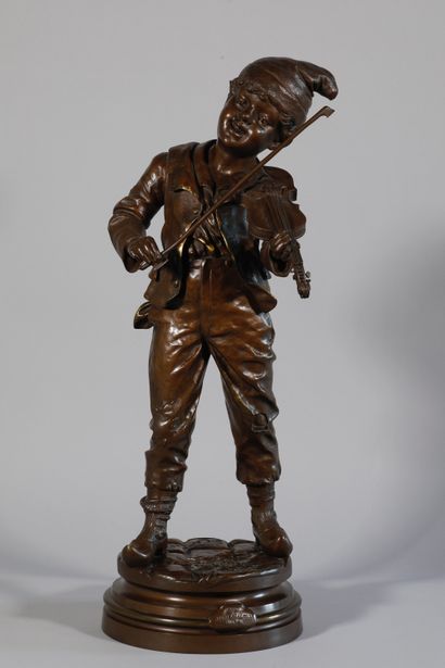 null Emile Joseph CARLIER (1849-1927) A large bronze subject with a shaded brown...