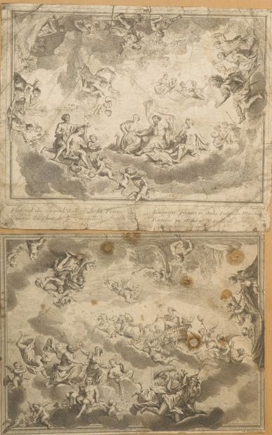  Ensemble de dix gravures sur le thème des plafonds peints dont la galerie Ponfili... Gazette Drouot