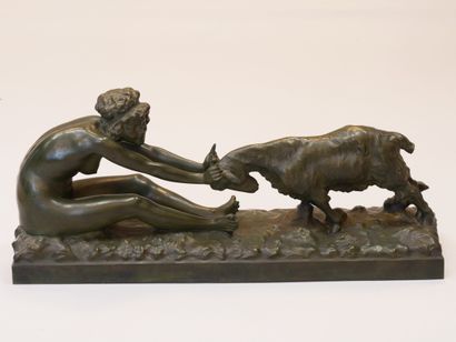 null Affortunato GORY (Actif entre 1895 et 1925) Sculpture en bronze à patine verte...