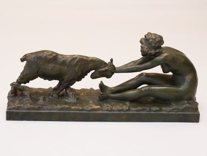 null Affortunato GORY (Actif entre 1895 et 1925) Sculpture en bronze à patine verte...