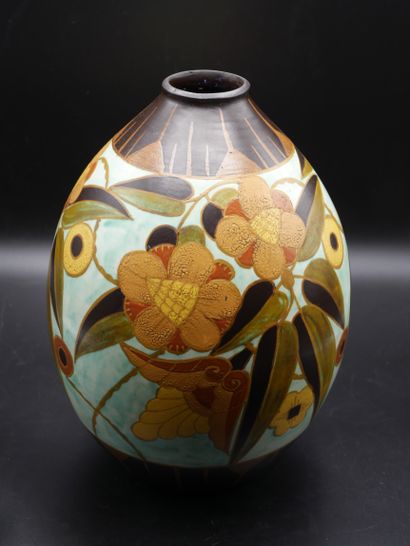 null 
BOCH KERAMIS Grand vase Charles Catteau décor 1847 de 1934 forme 1046. Modèle...