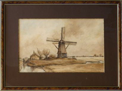 null PIERRE FRANC LAMY (FRA/ 1855-1919)

Haarlem, mills by the river

Enhanced watercolor

signed,...