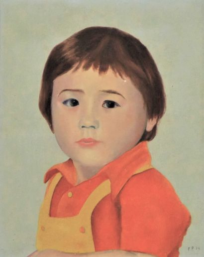 null Ecole Asiatique (Xxe siècle) Portrait d'enfant, Huile sur toile portant un monogramme...