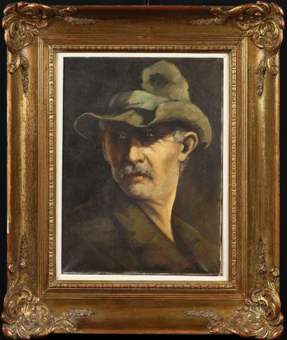 null MODERN SCHOOL CIRCA 1940

Portrait of a man with a hat

oil on canvas

signed...