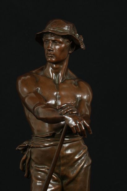 null Charles-Octave LEVY (1840-1899). Le faneur. Sculpture en bronze à patine

médaille,...